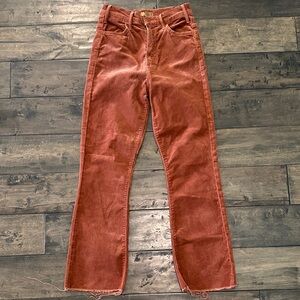 Mother Insider Crop Step Fray Pants Hopscotch Corduroy Size 24 Coconut Shell